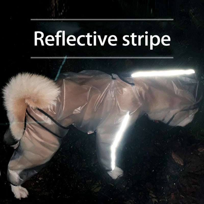 Dog Raincoat Puppy Four Feet Hooded Transparent Waterproof Windproof Teddy Small Large Dogs Rain Out Clothes For Pet Supplies