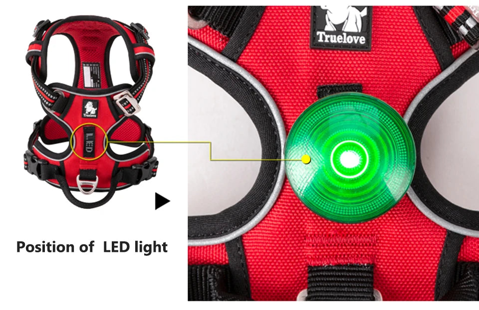 Truelove Pet Harness Nylon Webbing with 3M Reflection Adjutable Aluminum Alloy for Big Medium Small Dog TLH56512