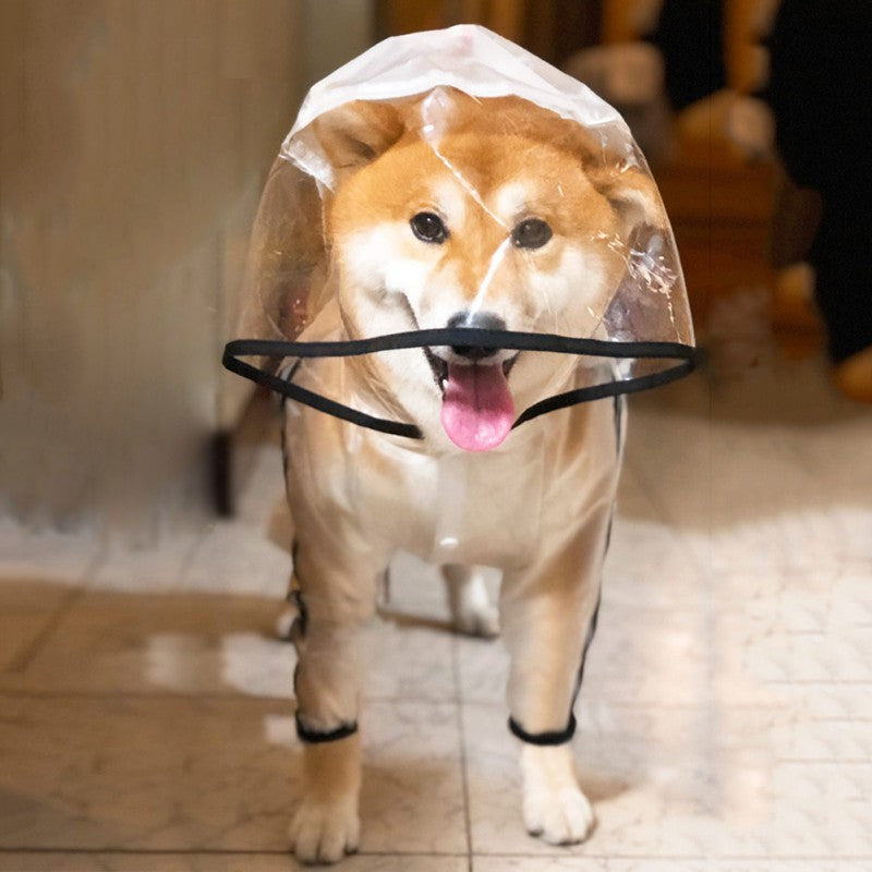 Dog Raincoat Puppy Four Feet Hooded Transparent Waterproof Windproof Teddy Small Large Dogs Rain Out Clothes For Pet Supplies