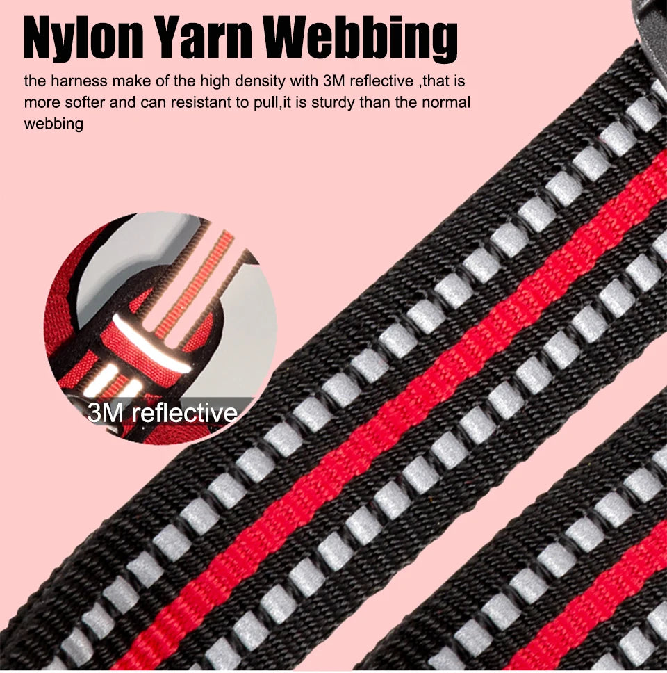 Truelove Pet Harness Nylon Webbing with 3M Reflection Adjutable Aluminum Alloy for Big Medium Small Dog TLH56512