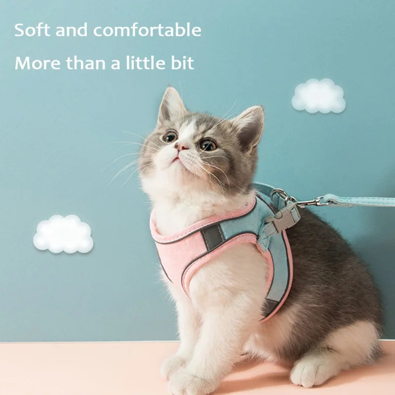Cat Harness Leash Set for Chihuahua Accessories Dog Cat Vest Pug Leashes Walking Tools Walk Out Leads Products