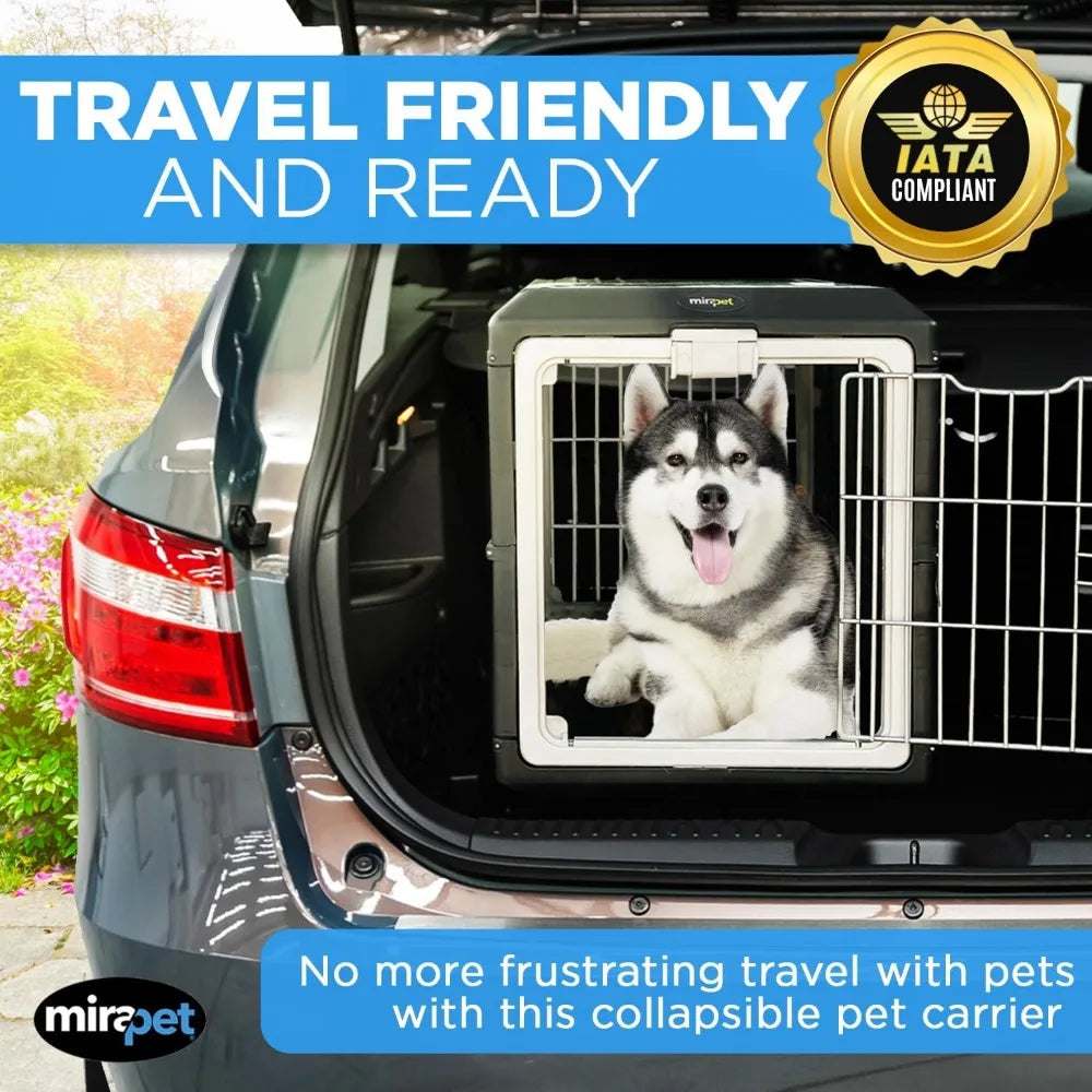 Masterpiece USA Pet Carrier & Crate 35" - Premium Collapsible Design For Medium Cats And Dogs - Portable Kennel For Indoor/Outd