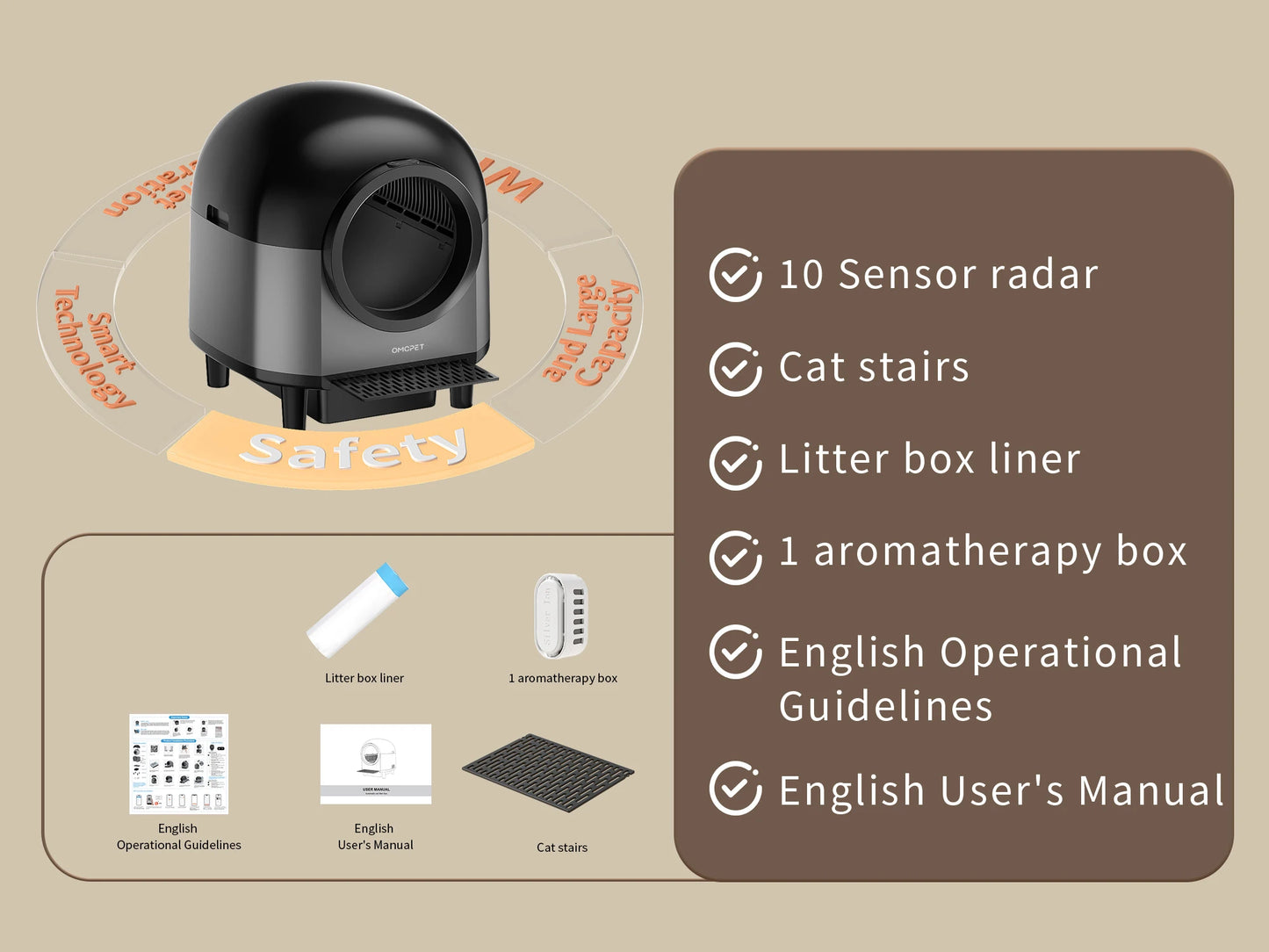 Automatic Cat Litter Box Self Cleaning with App Control & Cat Litter Mat Smart Cat Toilet for Multiple Large Cats