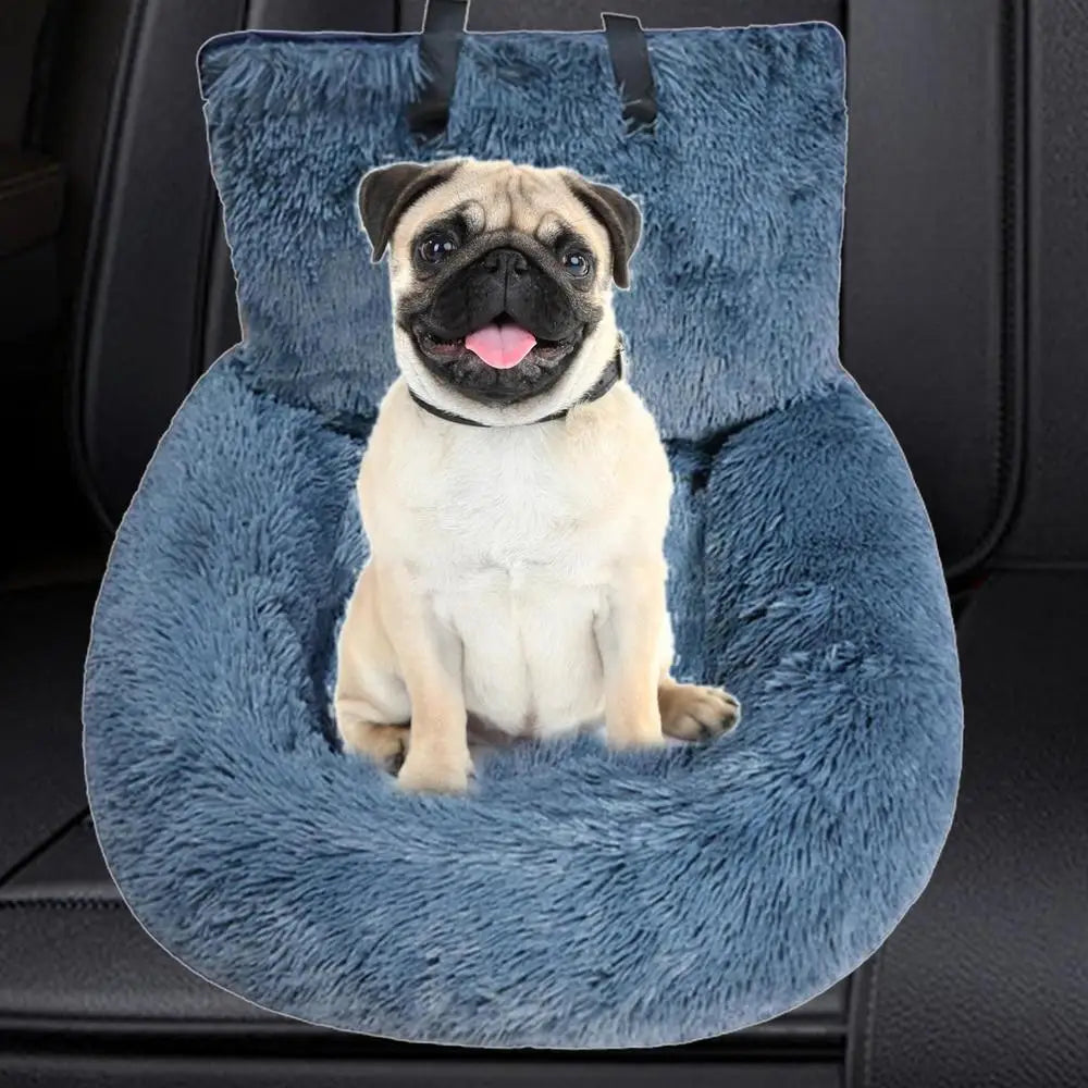 Soft Plush Dog Seat Kennel Cat Car Seat Cushion Puppy Bed With Adjustable Fixed Strap Cat Pet Traveling Carry Vehicle Supplies