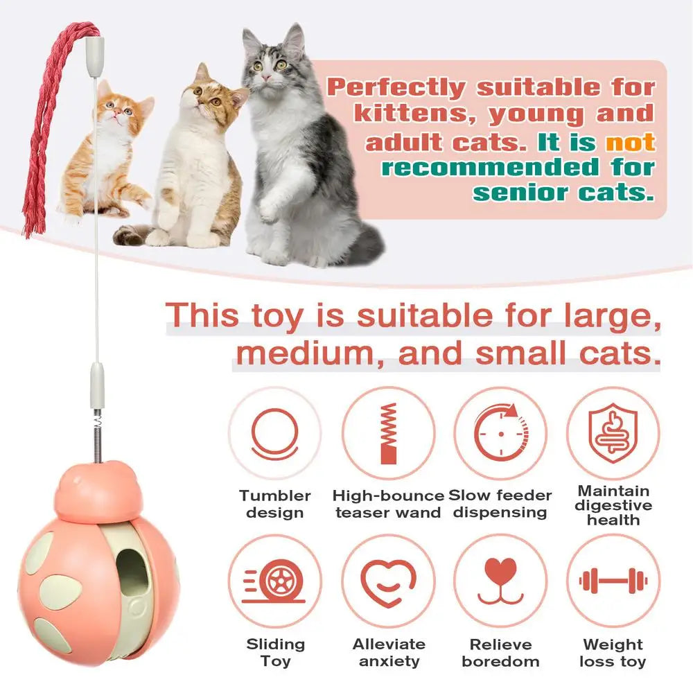 Interactive Toys For Indoor Cats Indoor Cat Teaser Toy Interactive Wobble Ball Slow-Feeding Treat Dispensing Pet Cat Exercise