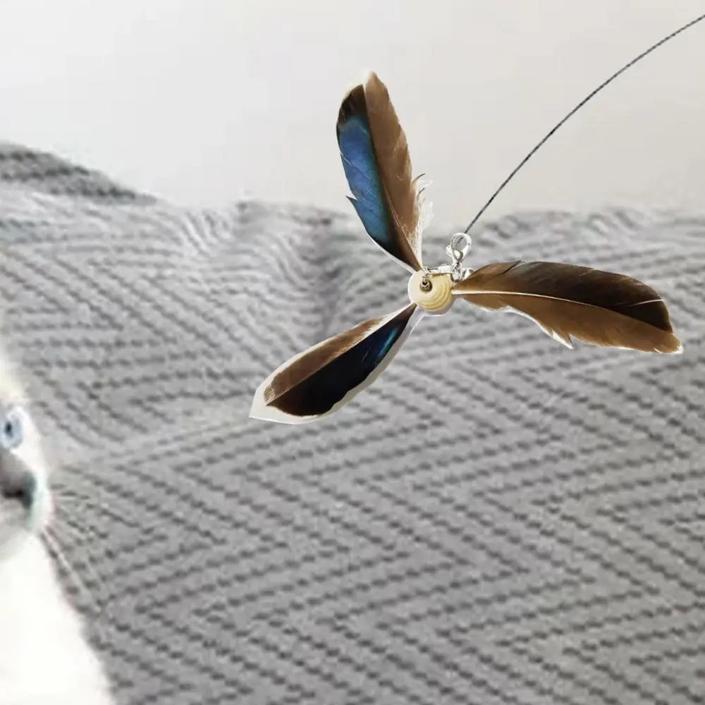 6PCS Cat Toys Feathers Wand Cat Wand Toy Refill Cat Teaser Toy Interactive Kitten Teaser Refill Rotating Cat Feathers Refill Toy