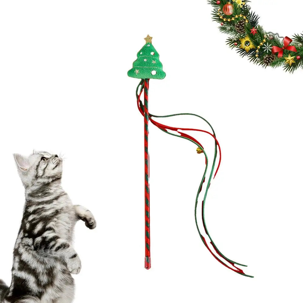 Cat Wands For Indoor Cats Creative Christmas Cat Toy String Cat Toy Interactive Cat Toy Multipurpose Cat Teasing Stick For Pet