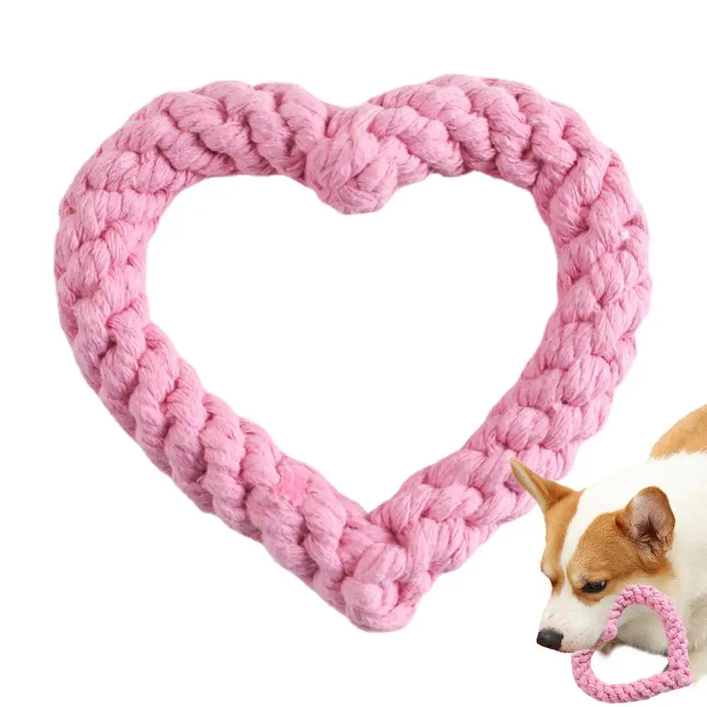 Small Cotton Rope Dog Chew Toy Creative Heart Shaped Pet Chew Toy Bite-resistant Fun Cat Training Teething Toy Pet Supplies