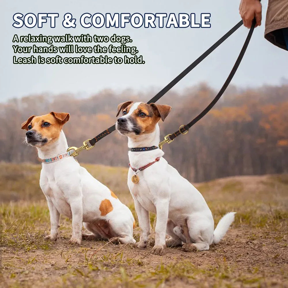 Hands Free Dog Leash 2.3m Real Leather Crossbody Dog Running Leash Multifunctional Pet Leads for All Breeds Dogs Walking Jogging
