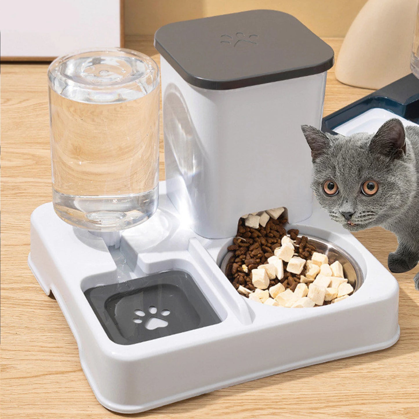 Automatic Feeder Cat Bowl Pets Water Dispenser Large Capacity Dogs Drinking Feeder 2 In 1 Non-Slip Pet Bowl Pet Feeding Supplies