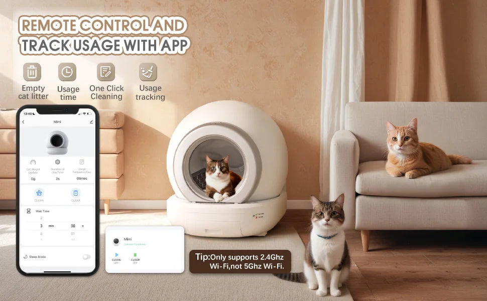Self Cleaning Litter Box, Automatic Cat Litter Box Self Cleaning for Multiple Cats, with Safety Protection, App Control