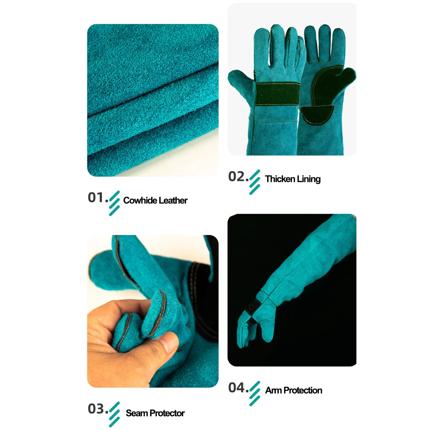 Animal Anti-Bite Gloves Durable Leather Protective Handling Gloves 45/60cm Length Cutting-proof And Anti-thorn Pet Handling Tool