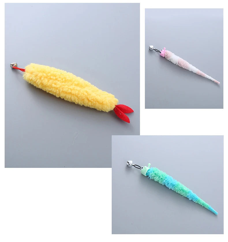 Cat Toys Funny Cat Stick Replacement Head Plush Feather Bird with Bell Toys Interactive Magic Wand DIY Feathers Pet Supplies