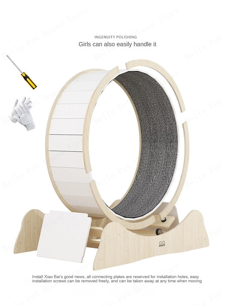 Cat Treadmill Solid Wood Multilayer Cat Training Toy Large Roller Cat Climbing Frame Pet Fitness Furniture Universal for Dogs