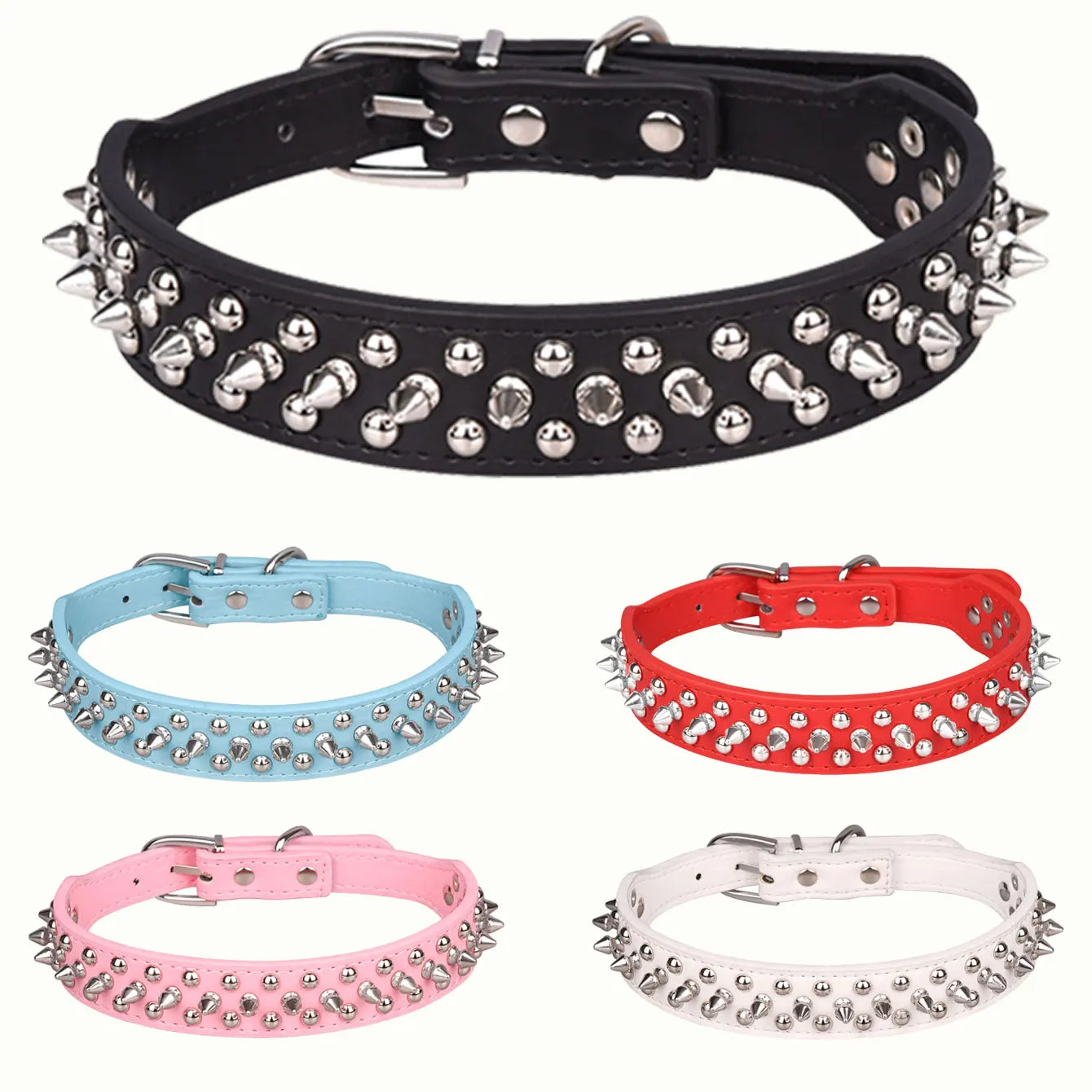 CP037--pet dog adjustable rivet collar, anti-bite neck protect collar used of durable PU leather and rust resistant metal rivet