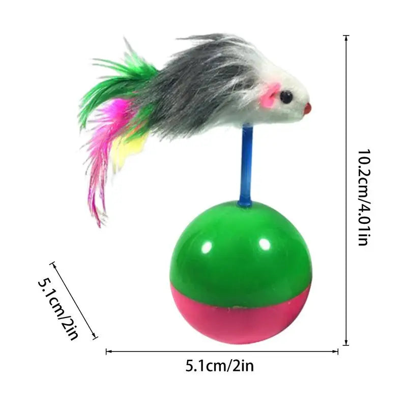 Pet Cat Toys Colorful Feather Mimi Favorite Mouse Kitten Cat Toys Play Balls With Sound Teasing Cat Toys For Catch Cats Supplies