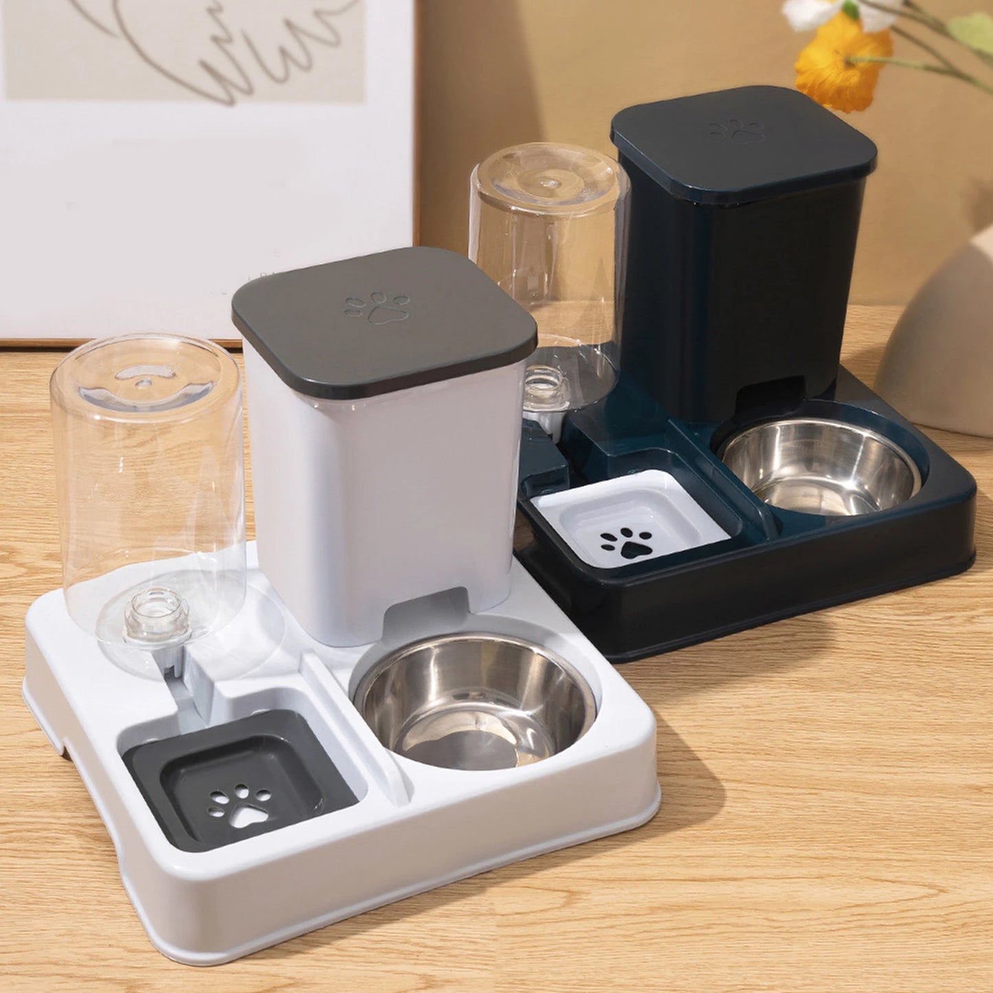 Automatic Feeder Cat Bowl Pets Water Dispenser Large Capacity Dogs Drinking Feeder 2 In 1 Non-Slip Pet Bowl Pet Feeding Supplies