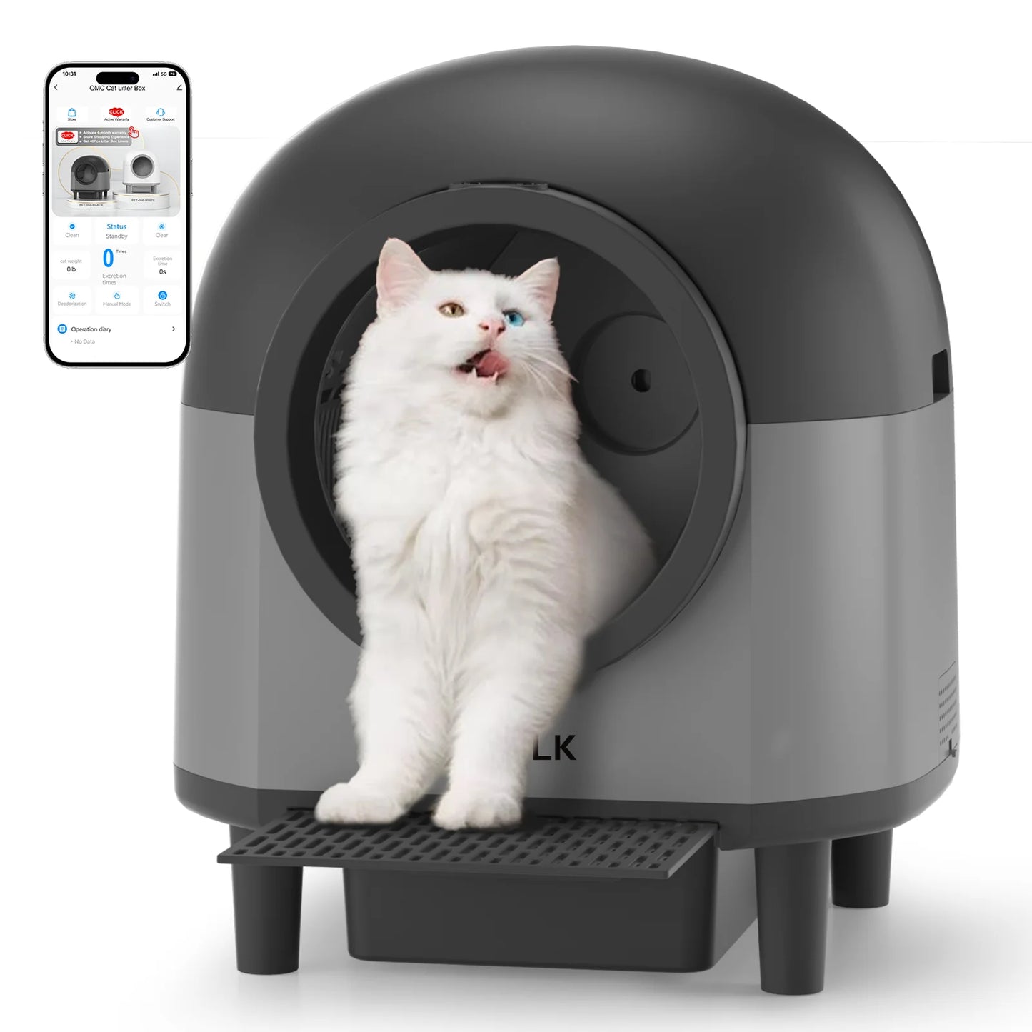 Automatic Cat Litter Box Self Cleaning with App Control & Cat Litter Mat Smart Cat Toilet for Multiple Large Cats