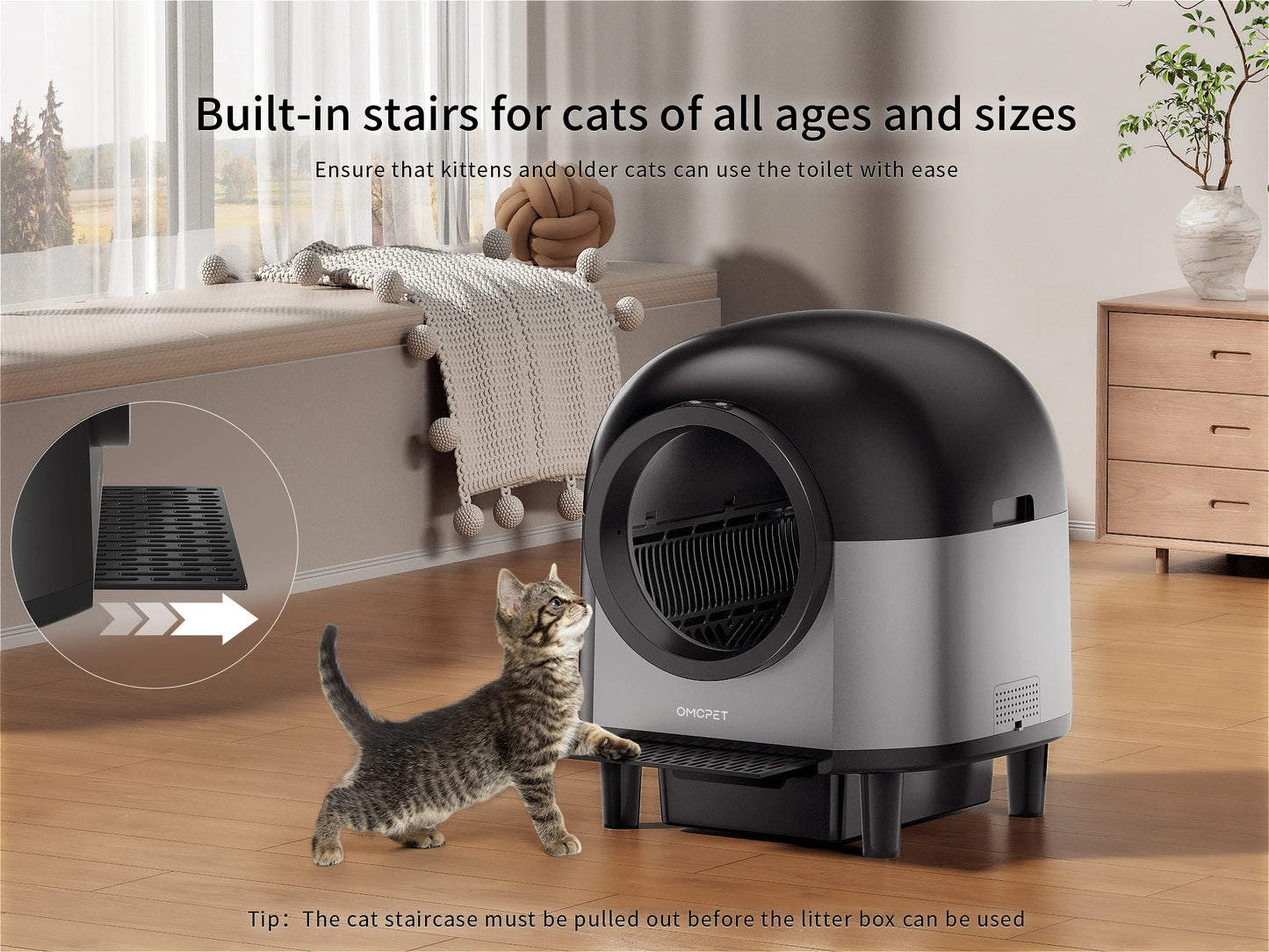 Automatic Cat Litter Box Self Cleaning with App Control & Cat Litter Mat Smart Cat Toilet for Multiple Large Cats