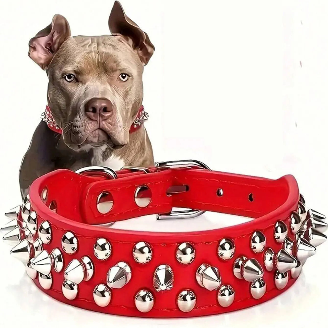 CP037--pet dog adjustable rivet collar, anti-bite neck protect collar used of durable PU leather and rust resistant metal rivet