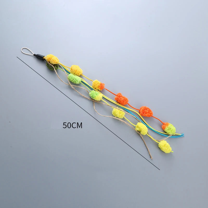 Cat Toys Funny Cat Stick Replacement Head Plush Feather Bird with Bell Toys Interactive Magic Wand DIY Feathers Pet Supplies