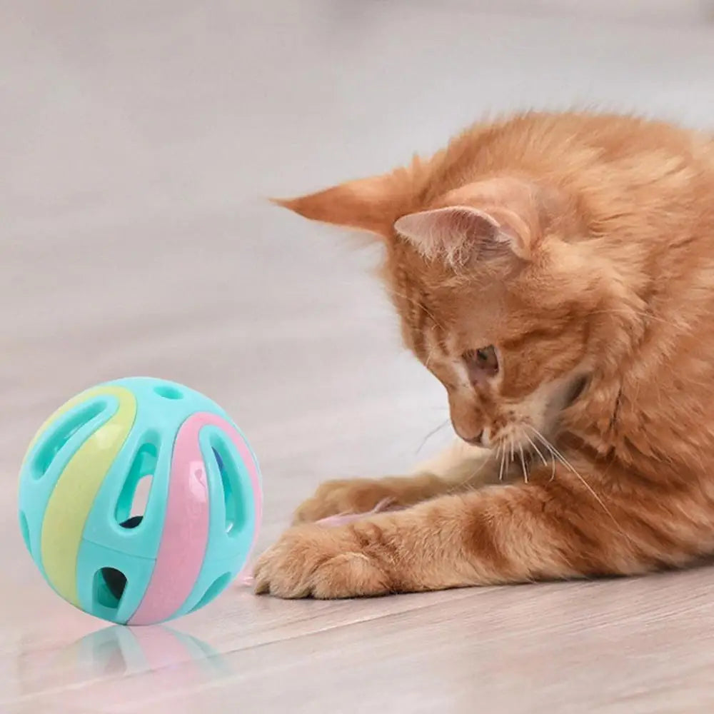 Cat Toy With Bell Cat Pounce Jinggle Ball Hollow Cat Jingle Balls Interactive Cat Toys Kitten Chasing Toys For Kitten Cats