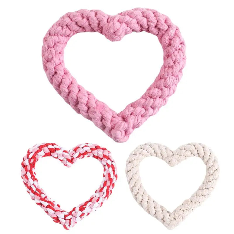 Small Cotton Rope Dog Chew Toy Creative Heart Shaped Pet Chew Toy Bite-resistant Fun Cat Training Teething Toy Pet Supplies