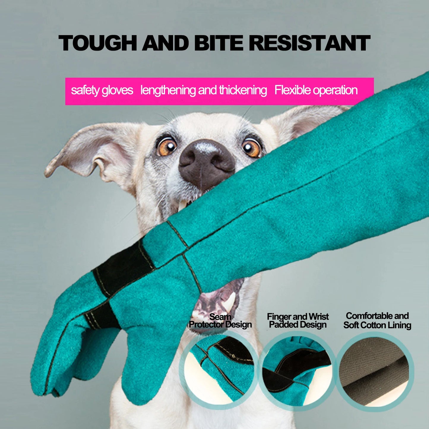 Animal Anti-Bite Gloves Durable Leather Protective Handling Gloves 45/60cm Length Cutting-proof And Anti-thorn Pet Handling Tool
