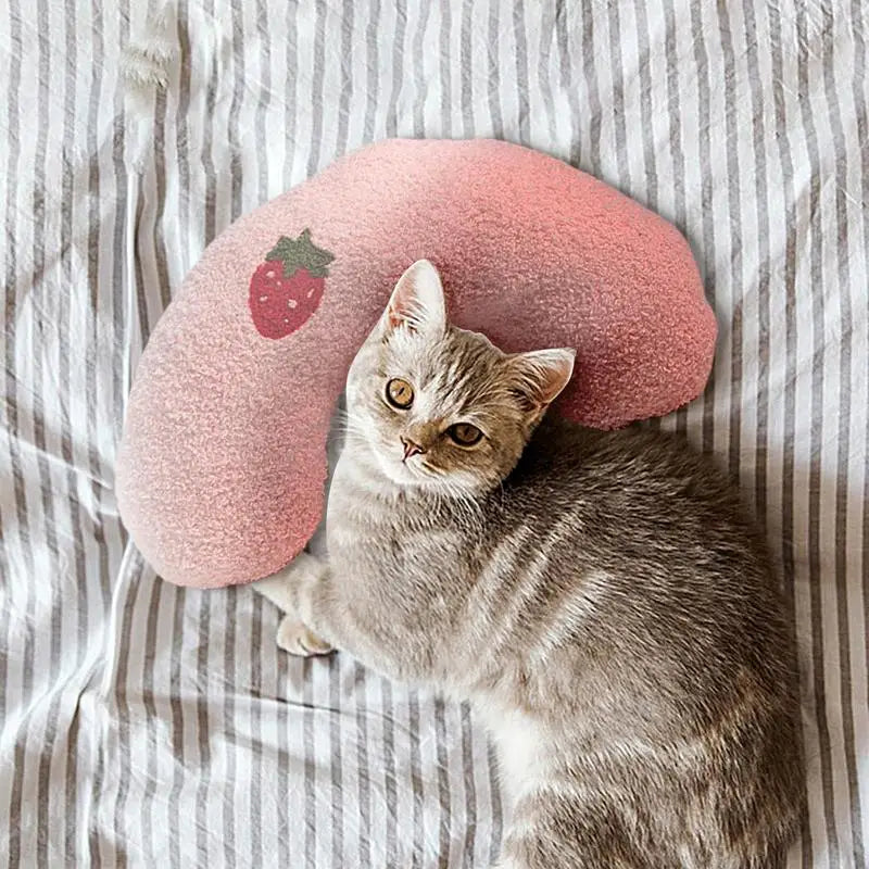 Cat Calming Pillow Cute Pet Pillow Soft U Shaped Cat Pillow Skin-Friendly Elastic Cushion Pet Accessories For Dogs Puppies