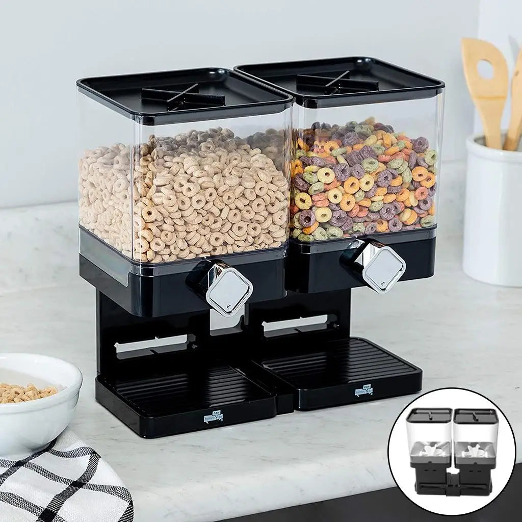 Standing Dry Food Storage Dispenser, 2 Grids Cereal Storage Box, Space