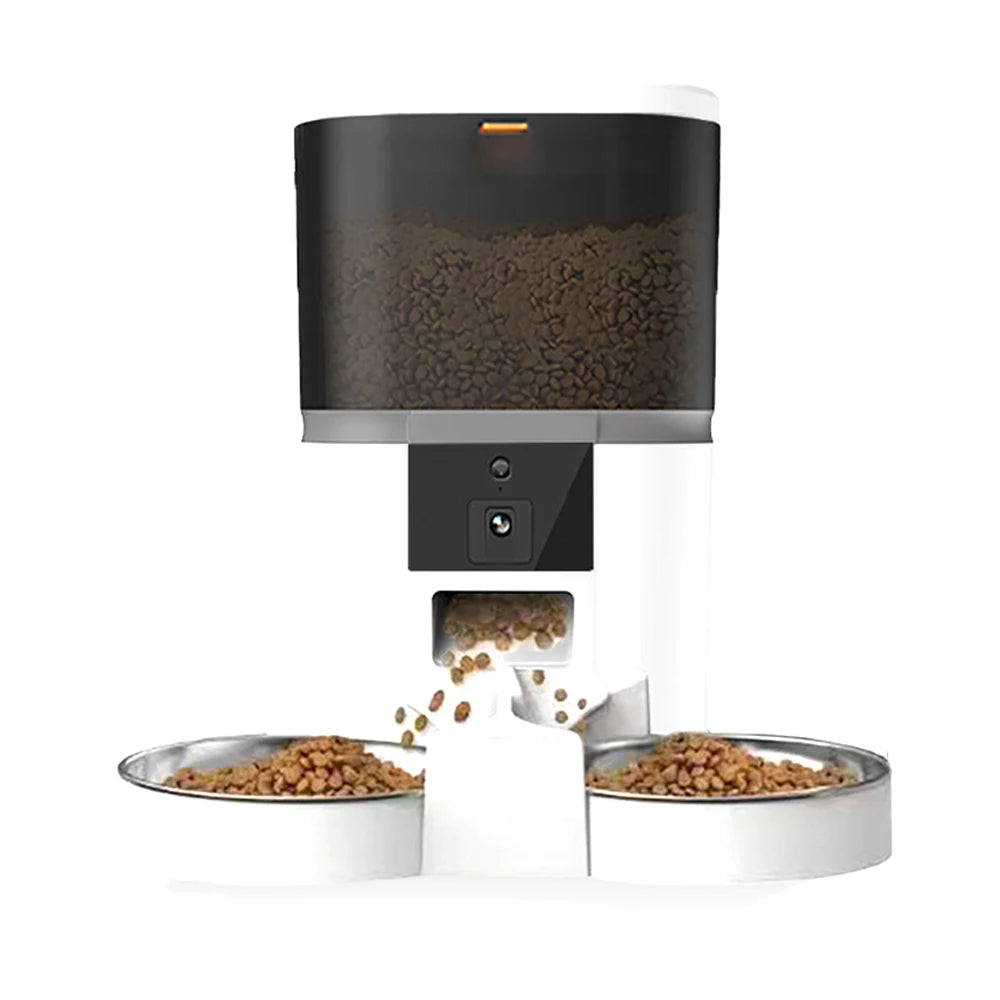 4L Automatic Cat Feeder Smart Pet Feeder For Cats Small Dogs Food Dispenser With Camera Recorder Timing Quantitative Double Bowl