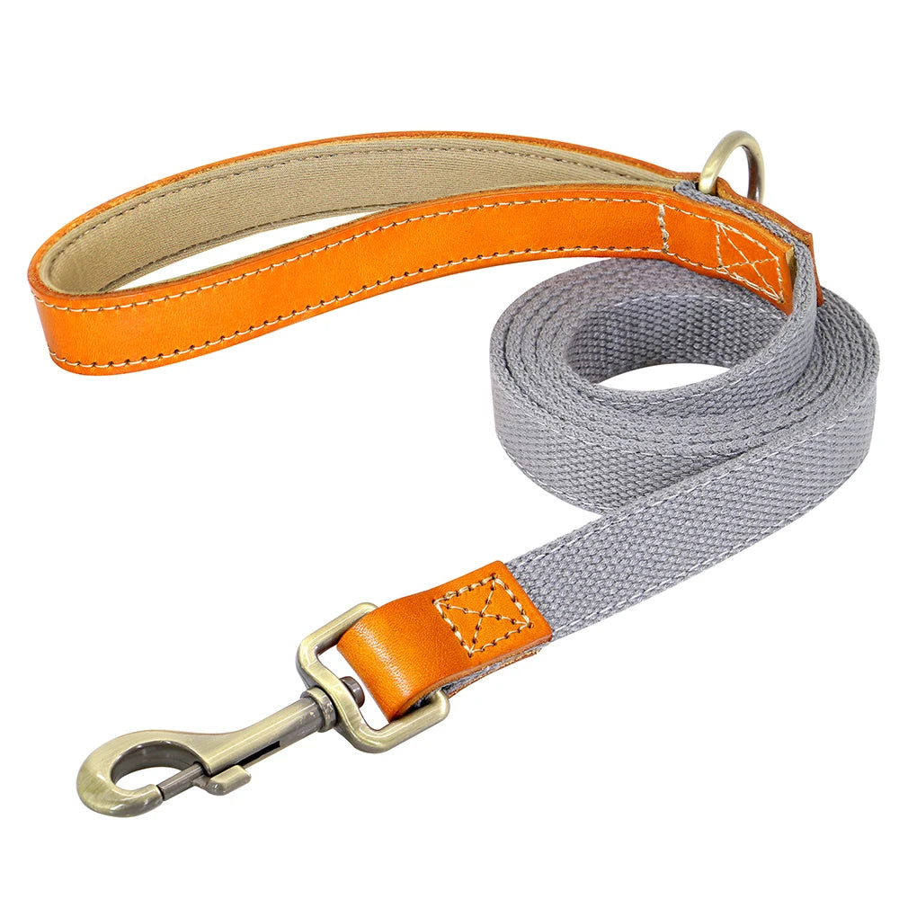 150cm Dog Walking Leash Durable Nylon Pet Dogs Lead Rope With PU Leather Handle For Small Medium Large Dogs French Bulldog