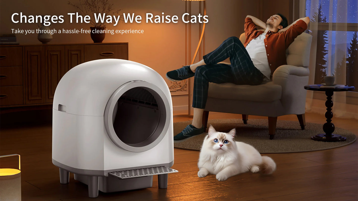OMC-M1 Self Cleaning Automatic Cat Litter Box Toilet for 1.5-8kg Cat Trash Bag Litter Smart Cat Travel Toilet App Control Tray