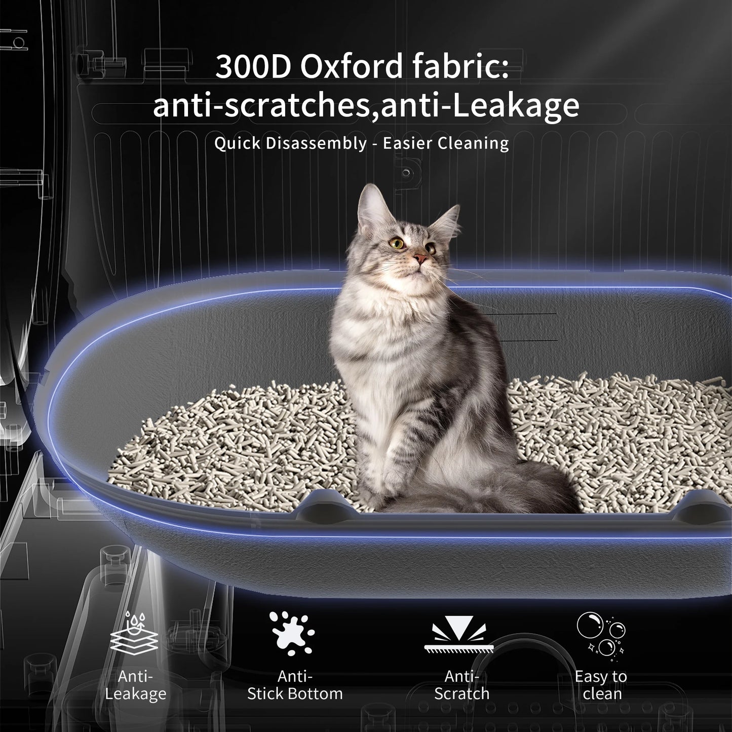 Automatic Cat Litter Box Self Cleaning with App Control & Cat Litter Mat Smart Cat Toilet for Multiple Large Cats