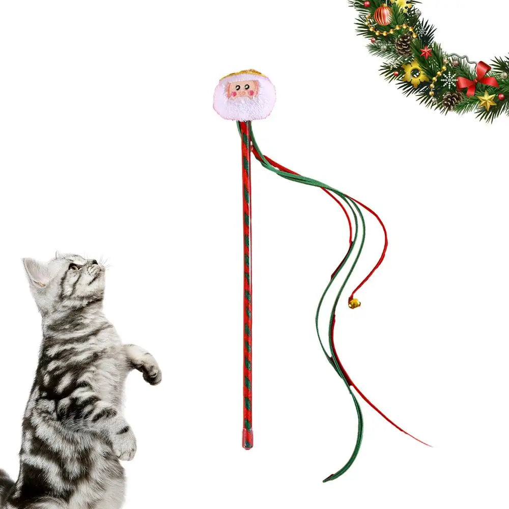 Cat Wands For Indoor Cats Creative Christmas Cat Toy String Cat Toy Interactive Cat Toy Multipurpose Cat Teasing Stick For Pet