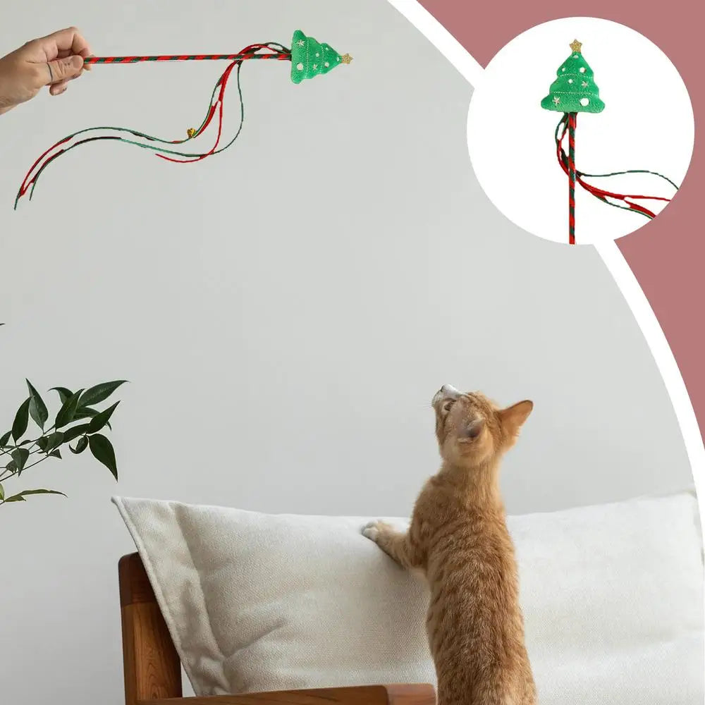 Cat Wands For Indoor Cats Creative Christmas Cat Toy String Cat Toy Interactive Cat Toy Multipurpose Cat Teasing Stick For Pet