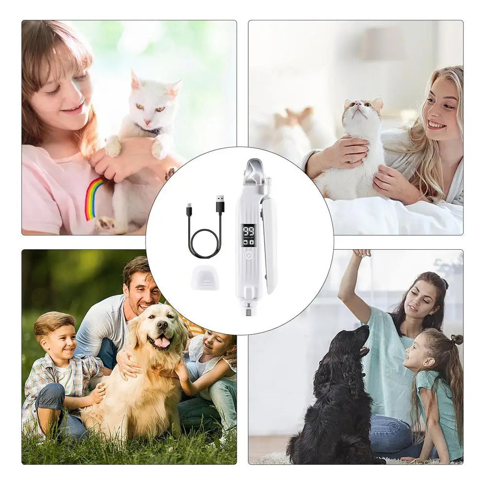 Pet Paws Trimmer Electric Rechargeable Dog Nail Trimmer With LED Light Ergonomic Pet Paws Grooming Tool Quiet File Toenail
