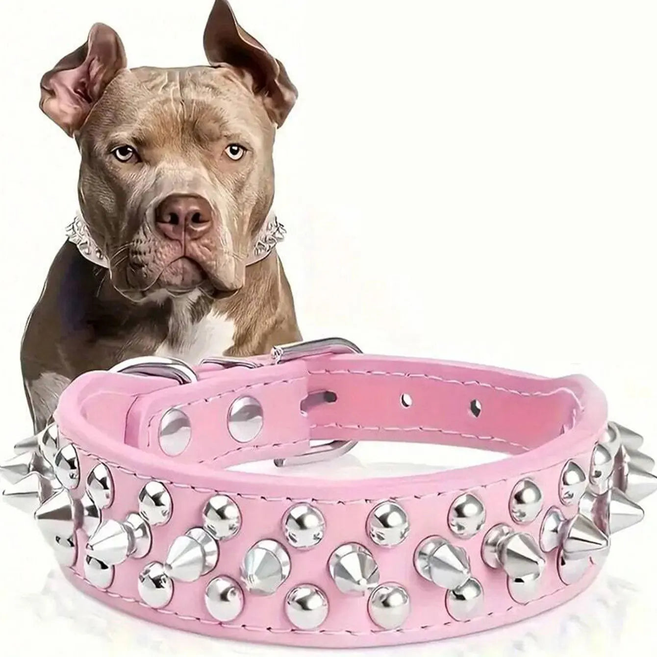 CP037--pet dog adjustable rivet collar, anti-bite neck protect collar used of durable PU leather and rust resistant metal rivet