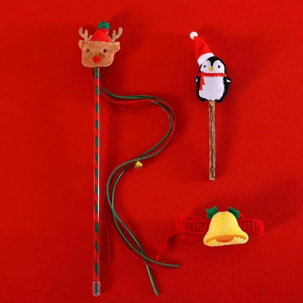 Cat Wands For Indoor Cats Creative Christmas Cat Toy String Cat Toy Interactive Cat Toy Multipurpose Cat Teasing Stick For Pet