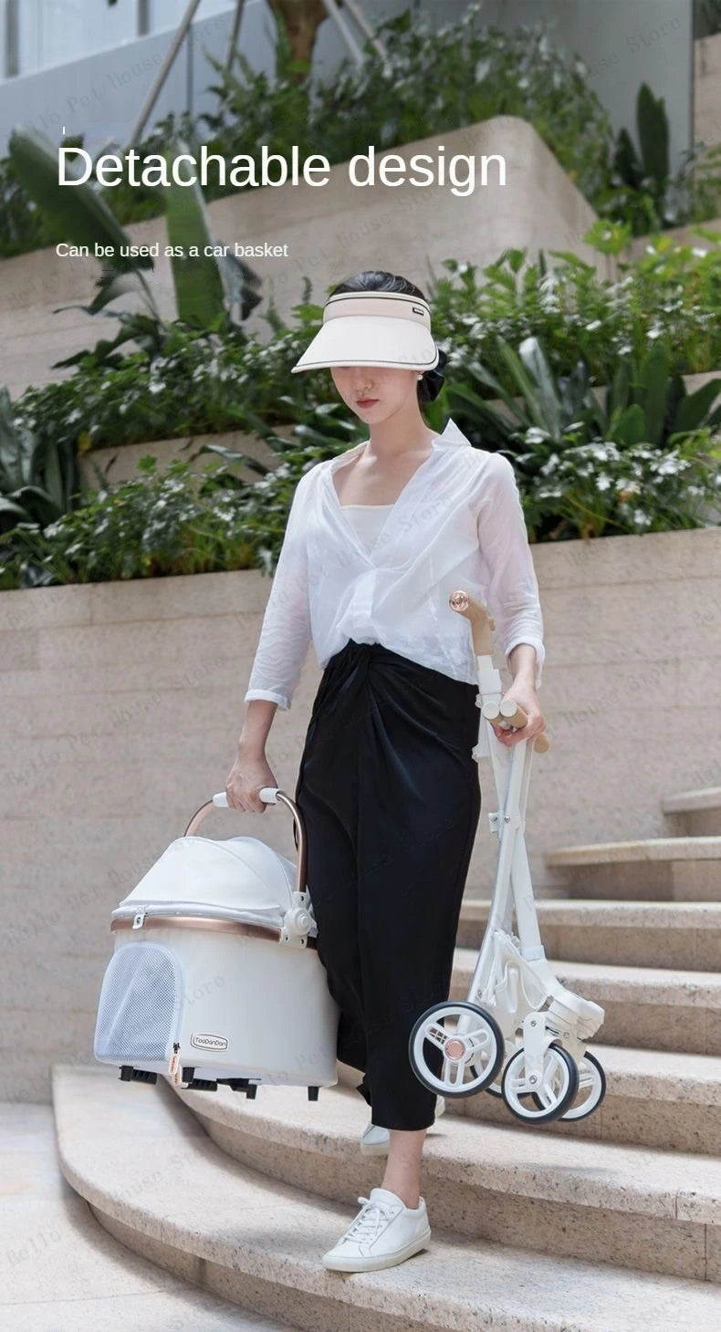 Limited Edition Lightweight Travel Pet Stroller Breathable Pet Basket Detachable - Vehicle Mounted Pet Safety Basket Dog Cart