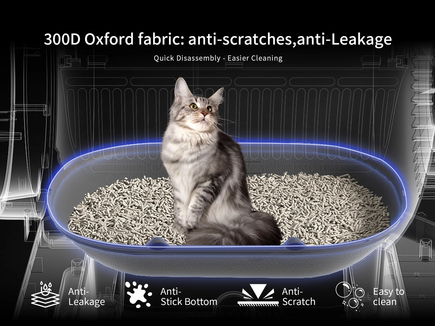 Automatic Cat Litter Box Self Cleaning with App Control & Cat Litter Mat Smart Cat Toilet for Multiple Large Cats