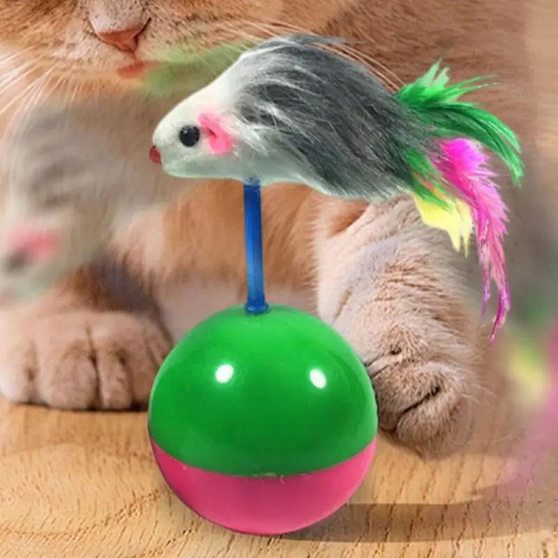 Pet Cat Toys Colorful Feather Mimi Favorite Mouse Kitten Cat Toys Play Balls With Sound Teasing Cat Toys For Catch Cats Supplies