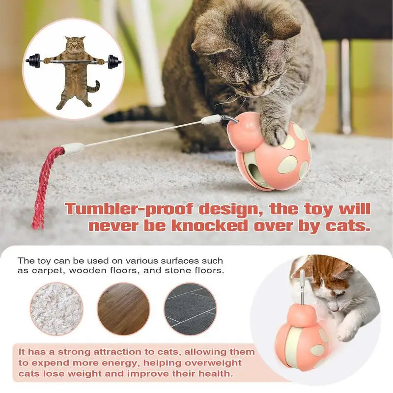 Interactive Toys For Indoor Cats Indoor Cat Teaser Toy Interactive Wobble Ball Slow-Feeding Treat Dispensing Pet Cat Exercise