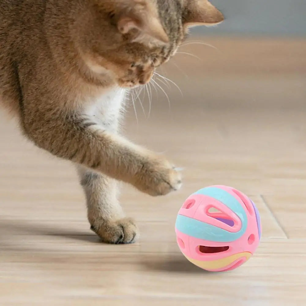 Cat Toy With Bell Cat Pounce Jinggle Ball Hollow Cat Jingle Balls Interactive Cat Toys Kitten Chasing Toys For Kitten Cats