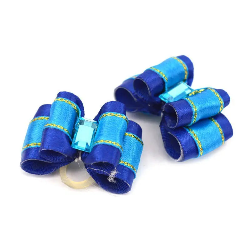10pcs Pet Bow Decor Cat Puppy Bowknot Headdress with Bells Dog Hair Bows With Rubber Bands Pet Grooming Clips Dog Accessories