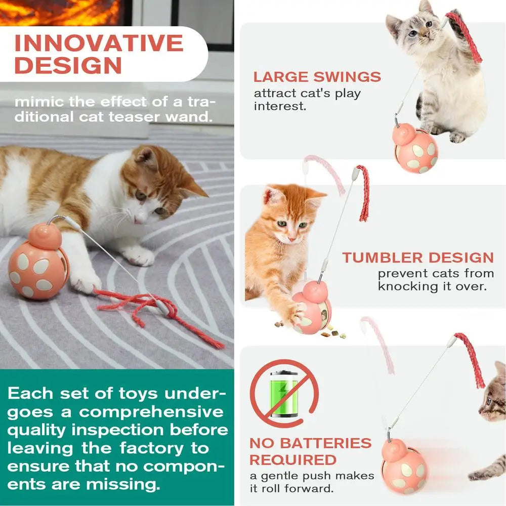 Interactive Toys For Indoor Cats Indoor Cat Teaser Toy Interactive Wobble Ball Slow-Feeding Treat Dispensing Pet Cat Exercise