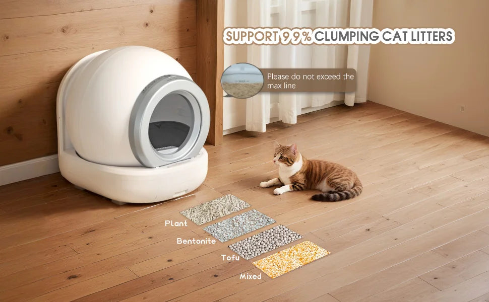 Self Cleaning Litter Box, Automatic Cat Litter Box Self Cleaning for Multiple Cats, with Safety Protection, App Control