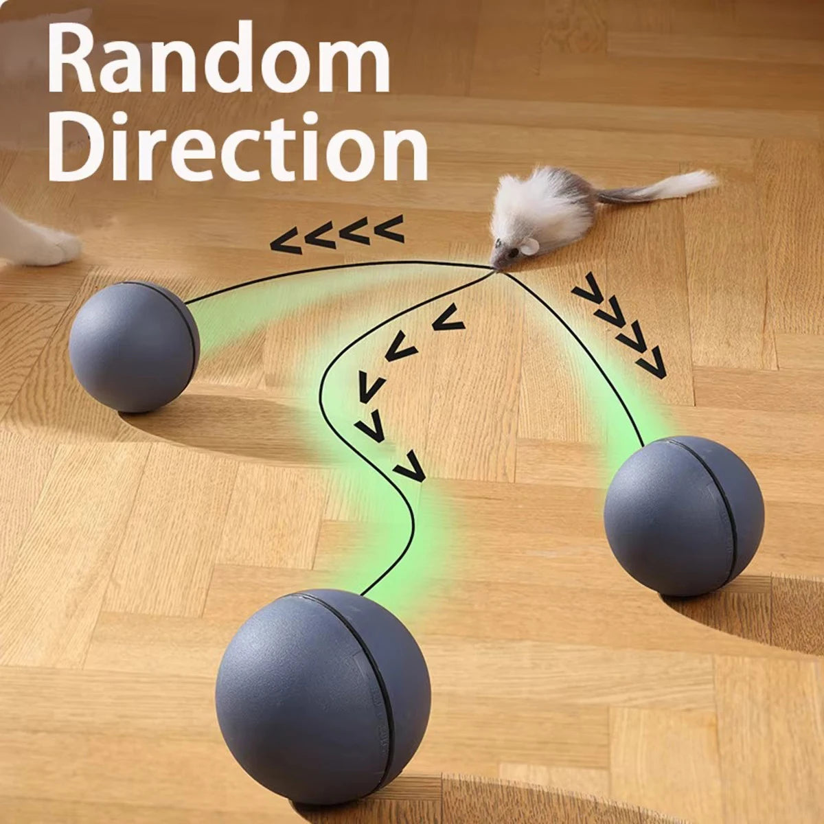 Automatic Intelligent Cat Toy Interactive with 5 Replaceable Obstacle Avoidance Balls Fun Interactive ABS Material for Cats