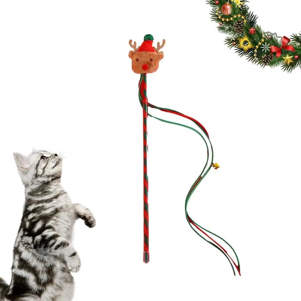 Cat Wands For Indoor Cats Creative Christmas Cat Toy String Cat Toy Interactive Cat Toy Multipurpose Cat Teasing Stick For Pet