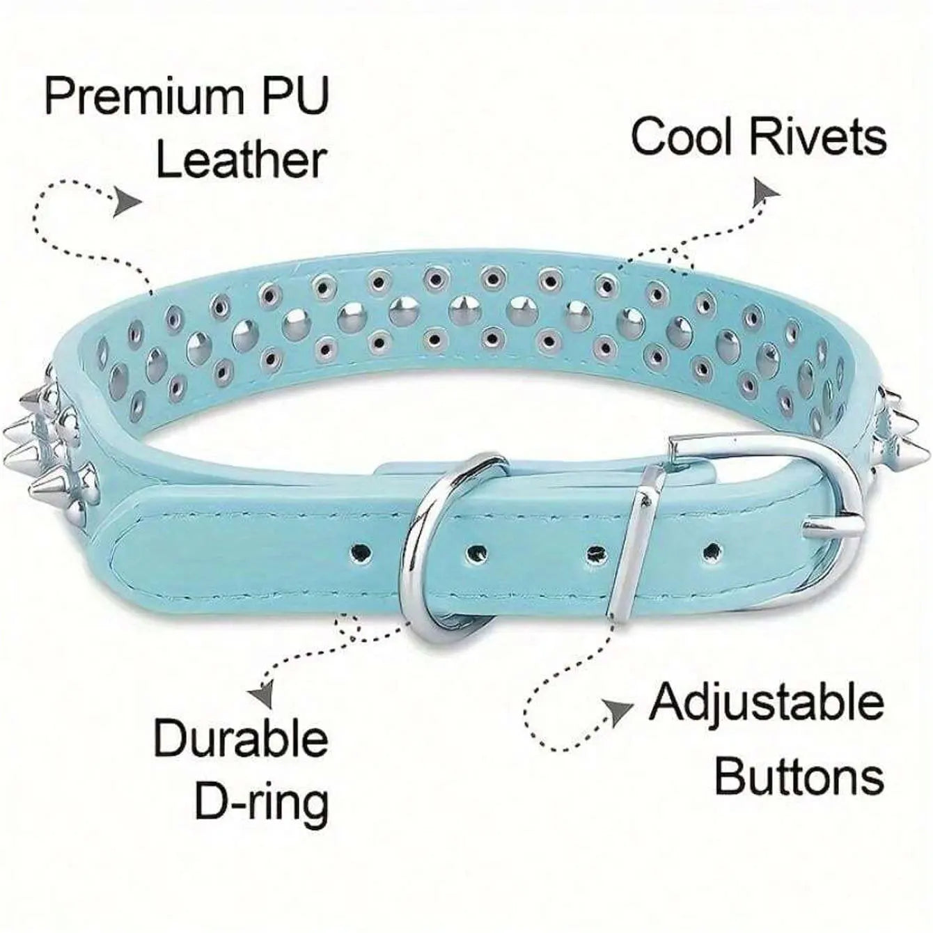 CP037--pet dog adjustable rivet collar, anti-bite neck protect collar used of durable PU leather and rust resistant metal rivet